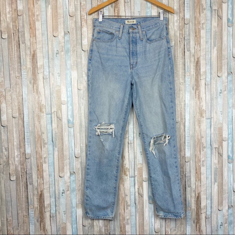 Madewell 27 Classic Straight Ultra High Rise Jeans Light Blue Hartsville Wash